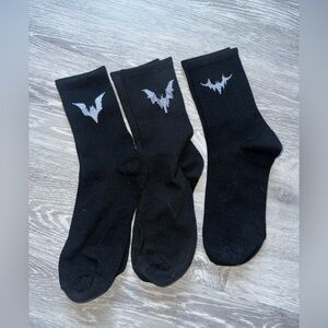 Black Crew Socks with Bat Logo - women’s Socks